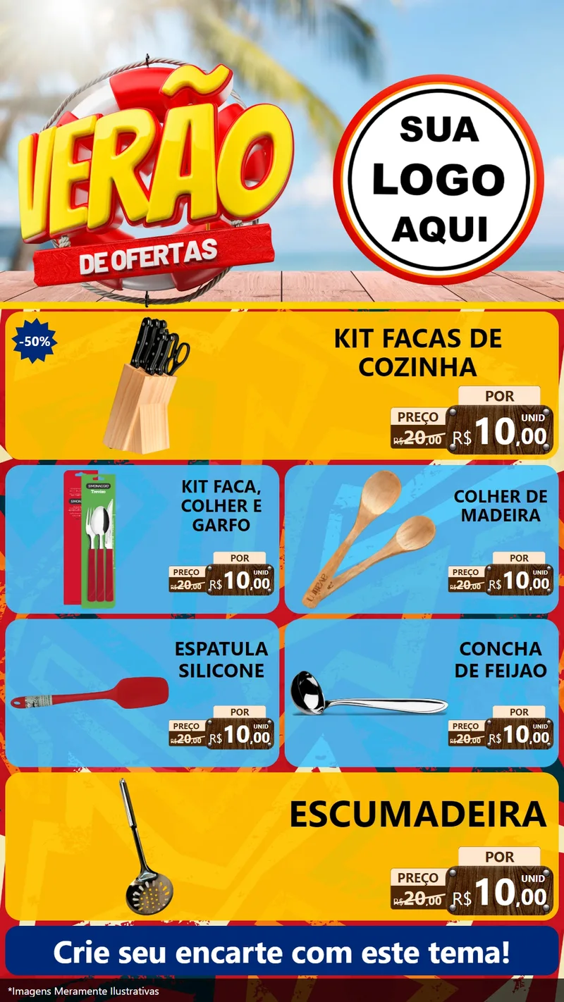 Modelo de TV para TV Vertical com o tema Verão de Ofertas para Utilidades Domésticas