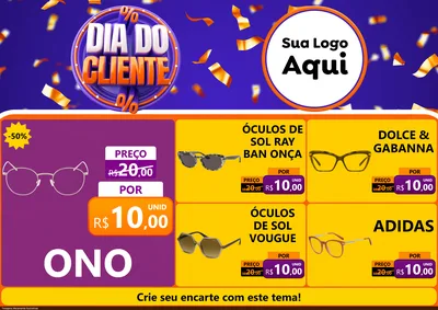 Modelo de Encarte para Encarte A4 Horizontal com o tema Dia do Cliente para Óticas