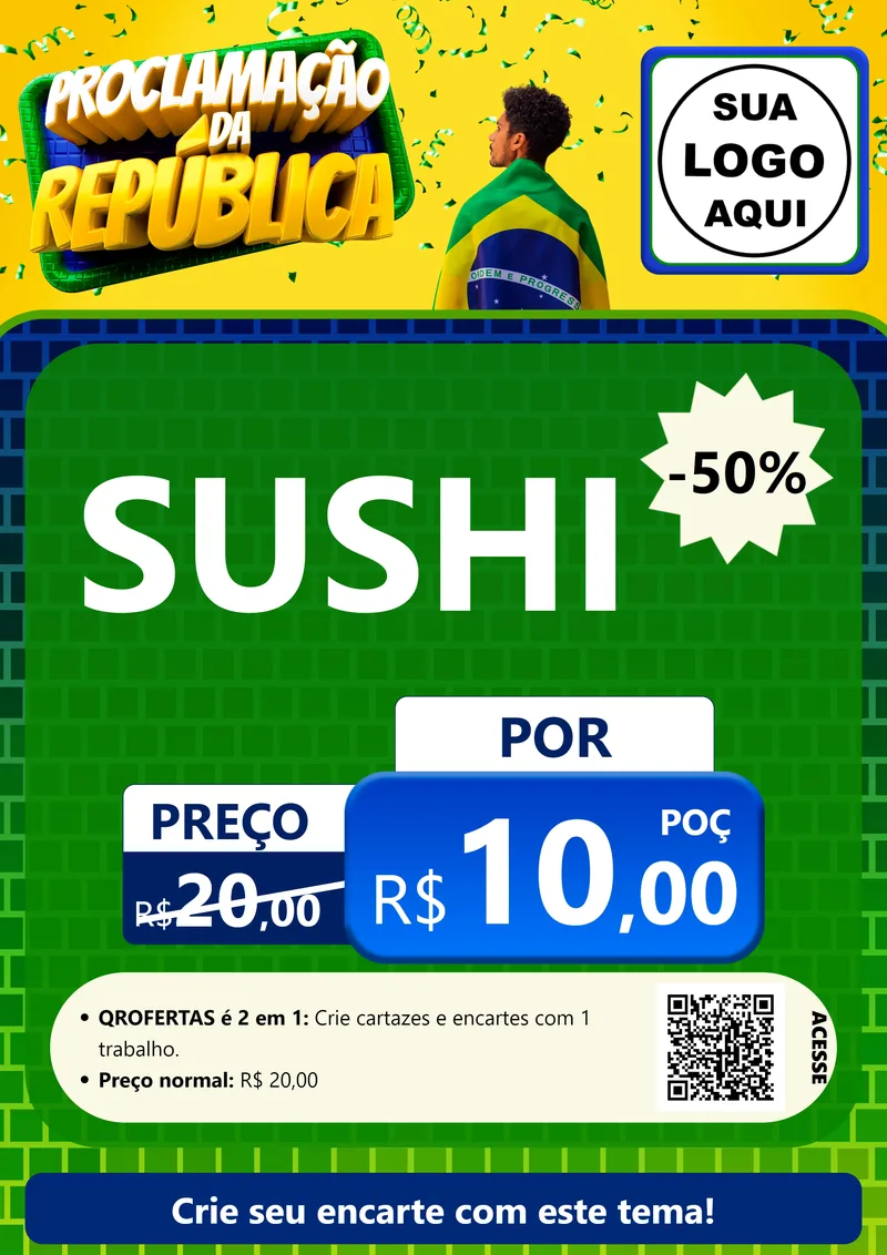 Modelo de Cartaz para Cartaz A4 Vertical com o tema Proclamação da República para Comida japonesa