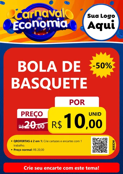 Modelo de Cartaz para Cartaz A4 Vertical com o tema Carnaval da Economia para Artigos Esportivos