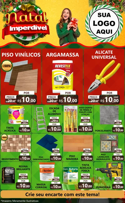 Modelo de Encarte para Encarte Grande com o tema Natal Imperdível para Material para Construção