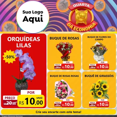 Modelo de Rede Social para Feed Facebook com o tema Quarta da Economia para Floricultura e jardim
