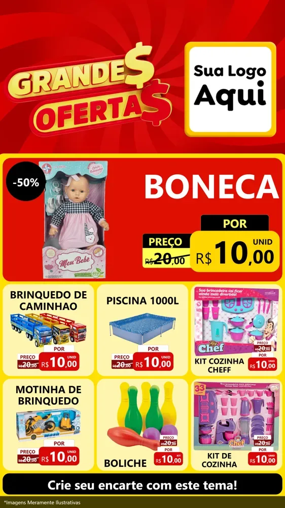 Modelo de Rede Social para Stories com o tema Grandes Ofertas para Brinquedos