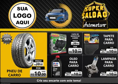 Modelo de Encarte para Encarte A4 Horizontal com o tema Super Saldão Automotivo para Auto peças