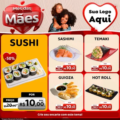 Modelo de Rede Social para Feed Facebook com o tema Mês das Mães para Comida japonesa