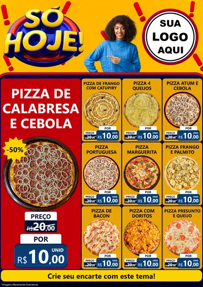 Modelo de Encarte para Encarte A4 Vertical com o tema Só Hoje! para Pizzaria