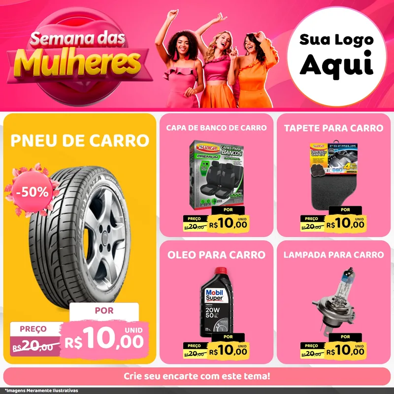Modelo de Rede Social para Feed Facebook com o tema Semana das Mulheres para Auto peças