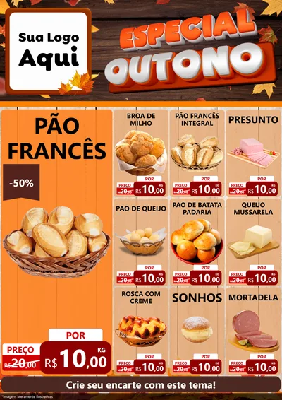Modelo de Encarte para Encarte A4 Vertical com o tema Especial Outono para Padaria