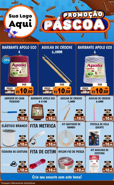 Modelo de Encarte para Encarte Grande com o tema Promoção Páscoa para Armarinho e Aviamentos