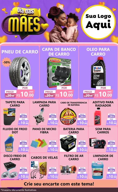 Modelo de Encarte para Encarte Grande com o tema Dia das Mães para Auto peças