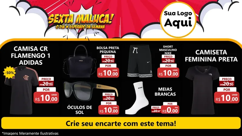 Modelo de TV para TV Horizontal com o tema Sexta Maluca! para Roupas e acessórios