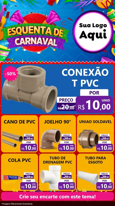 Modelo de Rede Social para Stories com o tema Esquenta de Carnaval para Tubos e conexões