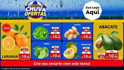 Modelo de TV para TV Horizontal com o tema Chuva de Ofertas para Hortifrúti