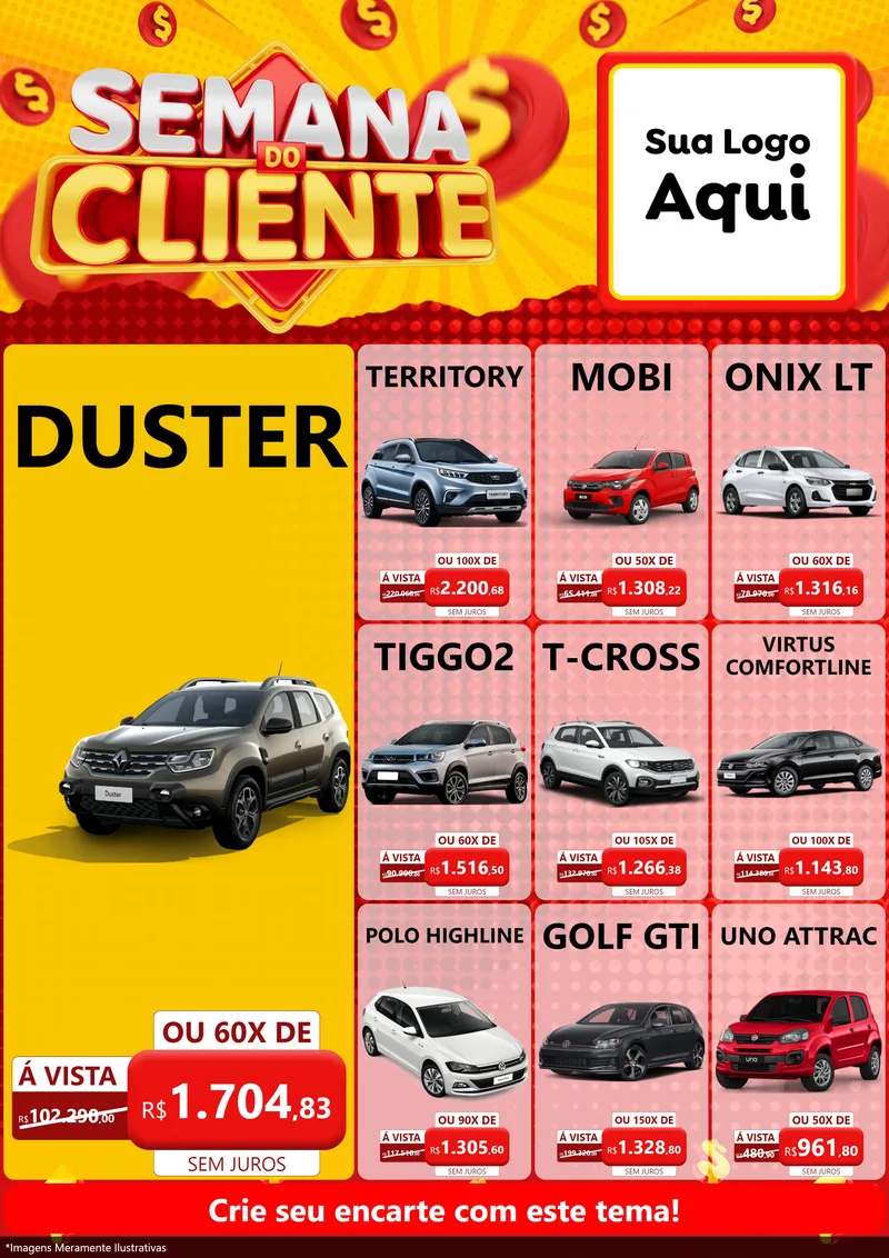 Modelo de Encarte para Encarte A4 Vertical com o tema Semana do Cliente para Concessionaria de Carros