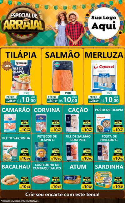 Modelo de Encarte para Encarte Grande com o tema Especial De Arraial para Peixaria