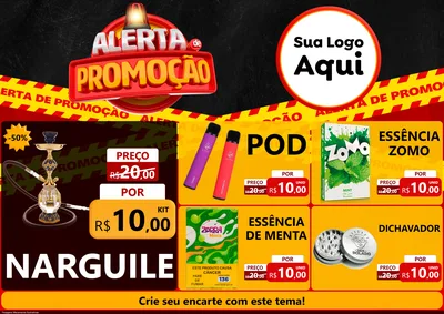 Modelo de Encarte para Encarte A4 Horizontal com o tema Alerta de Promoção para Tabacaria