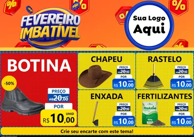 Modelo de Encarte para Encarte A4 Horizontal com o tema Fevereiro Imbatível para Agropecuária