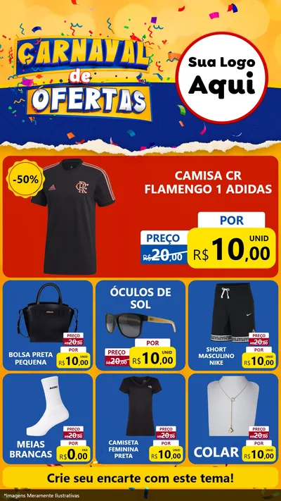 Modelo de Rede Social para Stories com o tema Carnaval de Ofertas para Roupas e acessórios