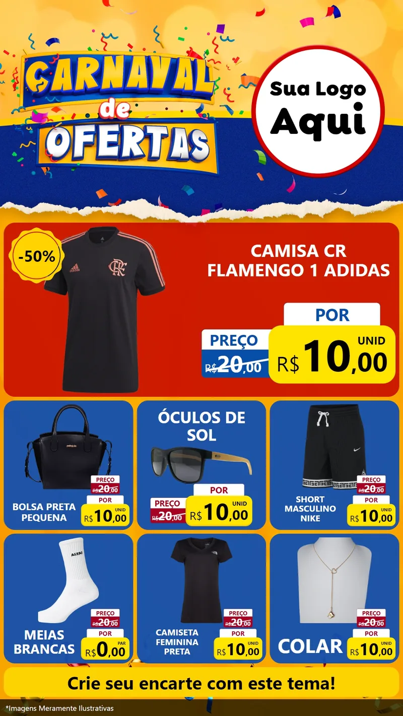 Modelo de Rede Social para Stories com o tema Carnaval de Ofertas para Roupas e acessórios