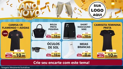 Modelo de TV para TV Horizontal com o tema Ofertas de Ano Novo para Roupas e acessórios