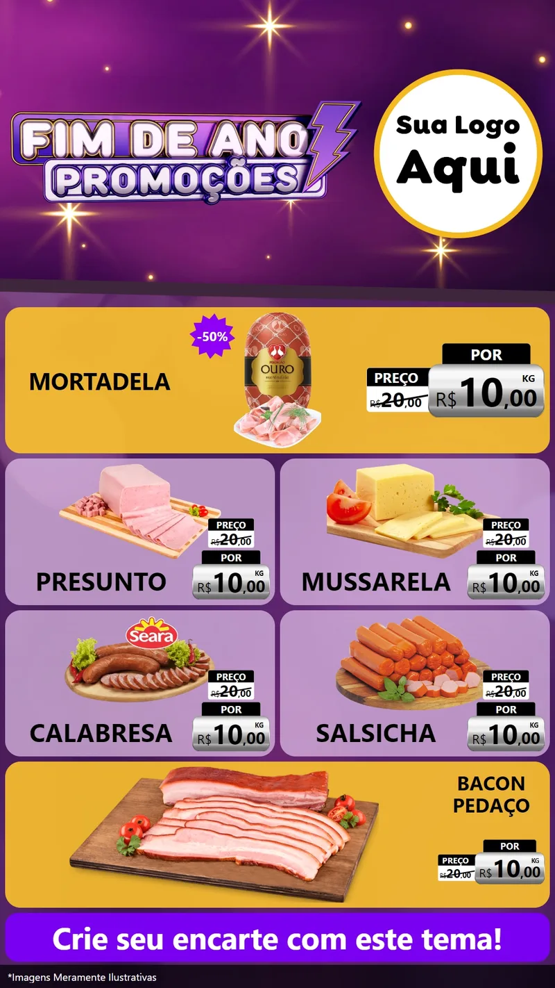 Modelo de TV para TV Vertical com o tema Fim de Ano Promoções para Frios e Laticínios
