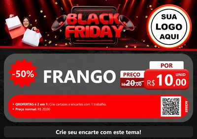 Modelo de Cartaz para Cartaz A4 Horizontal com o tema Black Friday para Assados