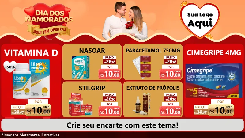 Modelo de TV para TV Horizontal com o tema Dia dos Namorados - Aqui Tem Ofertas para Farmácia