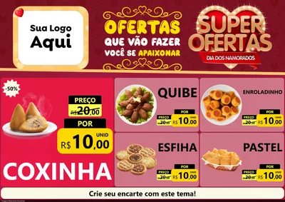 Modelo de Encarte para Encarte A4 Horizontal com o tema Dia dos Namorados para Salgadaria