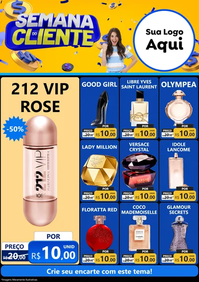 Modelo de Encarte para Encarte A4 Vertical com o tema Semana do Cliente para Perfumes