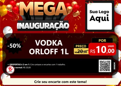 Modelo de Cartaz para Cartaz A4 Horizontal com o tema Mega Inauguração para Distribuidora de bebidas