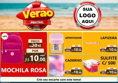 Modelo de Encarte para Encarte A4 Horizontal com o tema Verão Imbatível para Papelaria