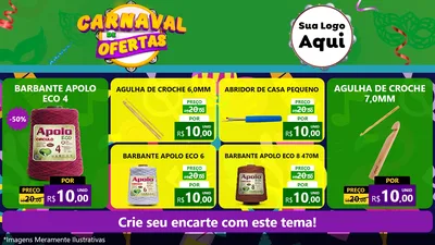 Modelo de TV para TV Horizontal com o tema Carnaval de Ofertas para Armarinho e Aviamentos