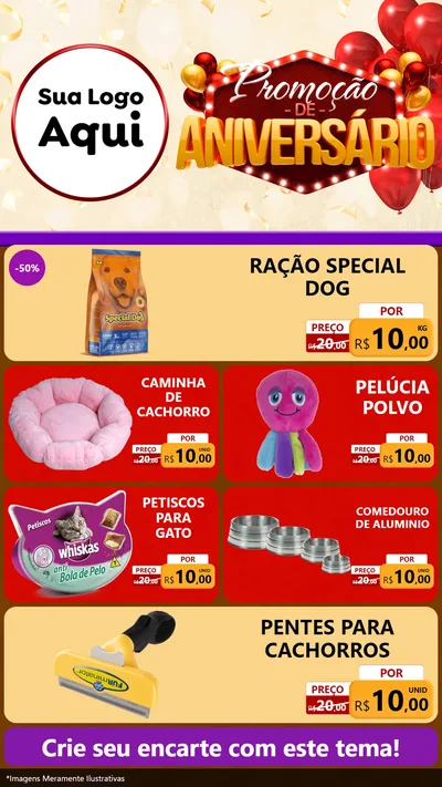 Modelo de TV para TV Vertical com o tema Promoção de Aniversário para Pet Shop