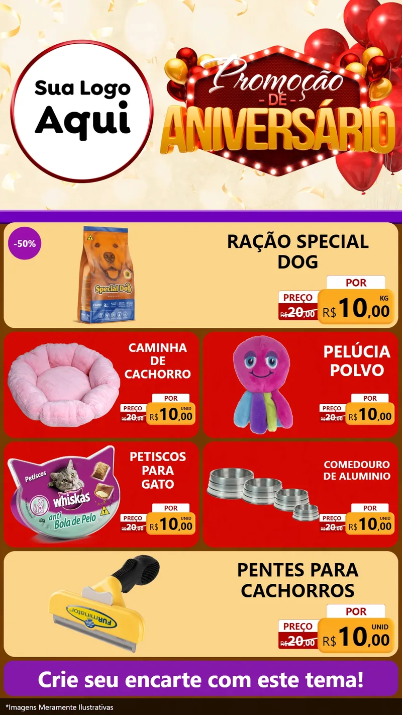 Modelo de TV para TV Vertical com o tema Promoção de Aniversário para Pet Shop