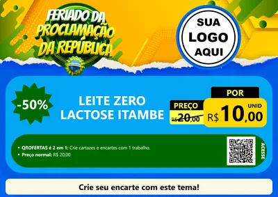 Modelo de Cartaz para Cartaz A4 Horizontal com o tema Feriado da Proclamação da República para Frios e Laticínios