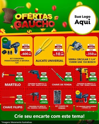 Modelo de Rede Social para Feed Instagram com o tema Ofertas Semana Do Gaúcho para Maquinas e Ferramentas