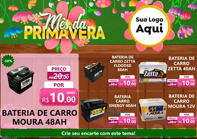 Modelo de Encarte para Encarte A4 Horizontal com o tema Mês da Primavera para Baterias Elétricas