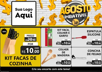 Modelo de Encarte para Encarte A4 Horizontal com o tema Agosto imbatível para Utilidades Domésticas