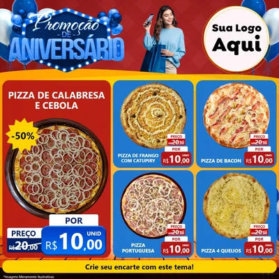 Modelo de Rede Social para Feed Facebook com o tema Promoção de Aniversário para Pizzaria