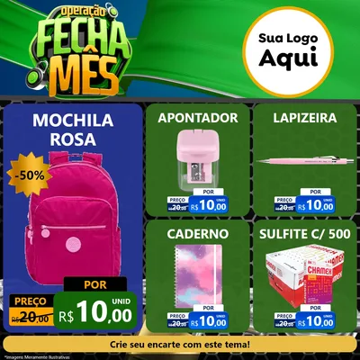 Modelo de Rede Social para Feed Facebook com o tema Operação Fecha Mês para Papelaria