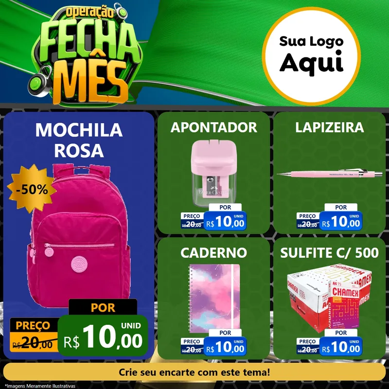 Modelo de Rede Social para Feed Facebook com o tema Operação Fecha Mês para Papelaria