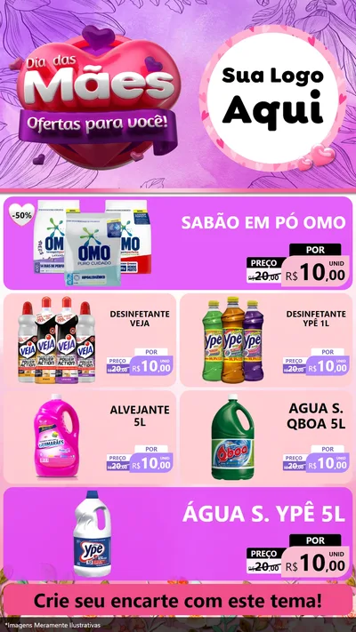 Modelo de TV para TV Vertical com o tema Dia das Mães Ofertas para Você! para Produtos de Limpeza