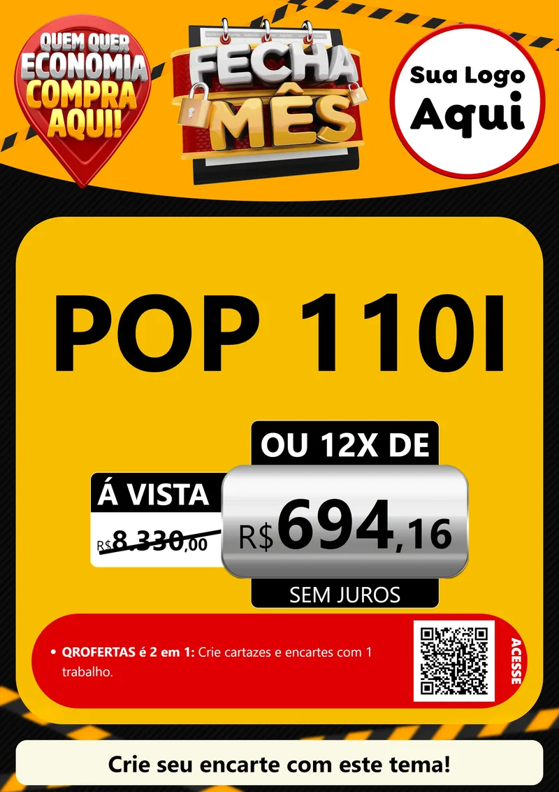 Modelo de Cartaz para Cartaz A4 Vertical com o tema Fecha Mês para Concessionaria de Motos