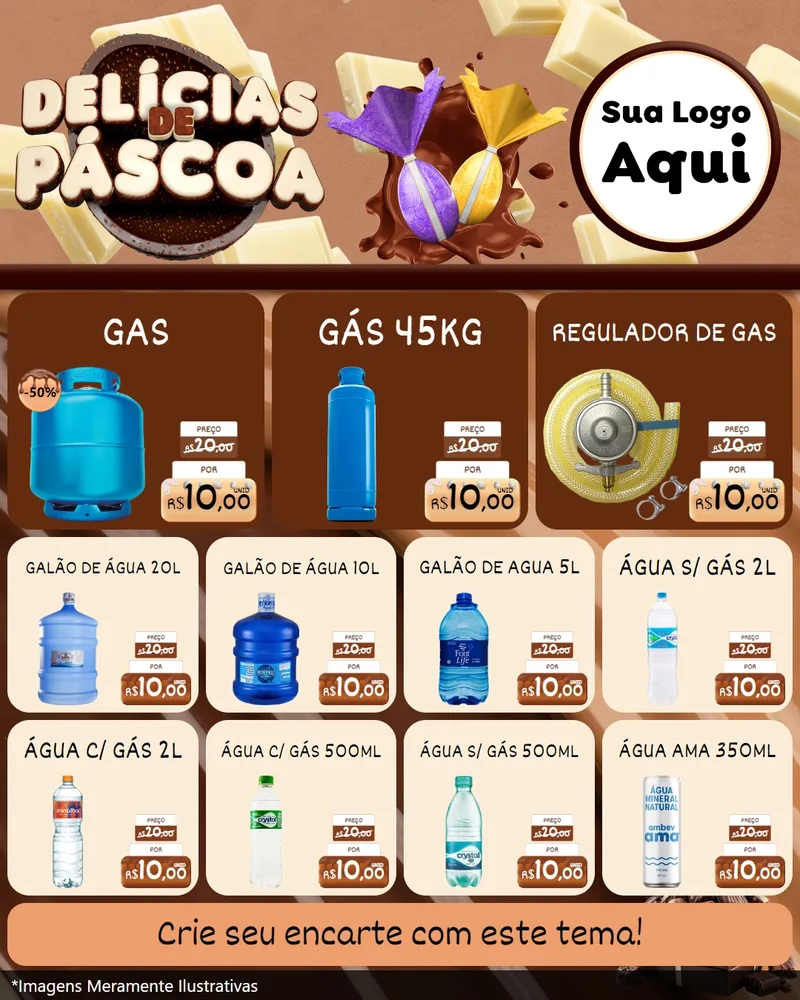 Modelo de Rede Social para Feed Instagram com o tema Delícias de Páscoa para Água e gás