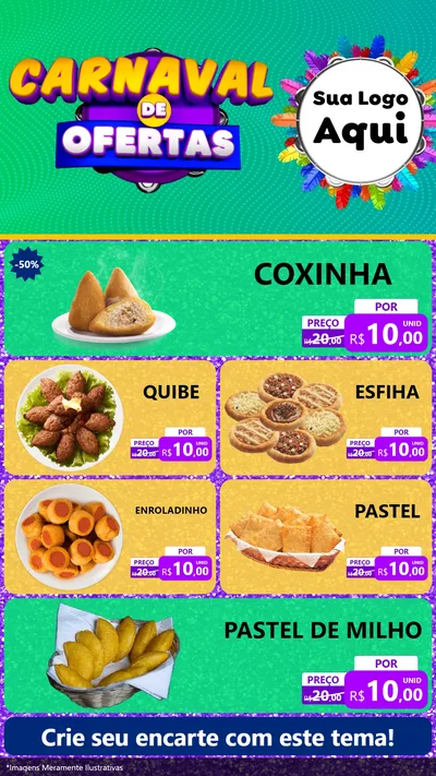 Modelo de TV para TV Vertical com o tema Carnaval de Ofertas para Salgadaria