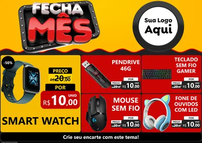 Modelo de Encarte para Encarte A4 Horizontal com o tema Fecha Mês para Informática