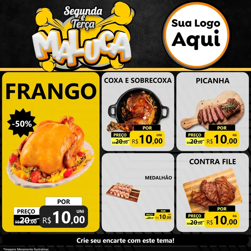 Modelo de Rede Social para Feed Facebook com o tema Segunda e Terça Maluca para Assados