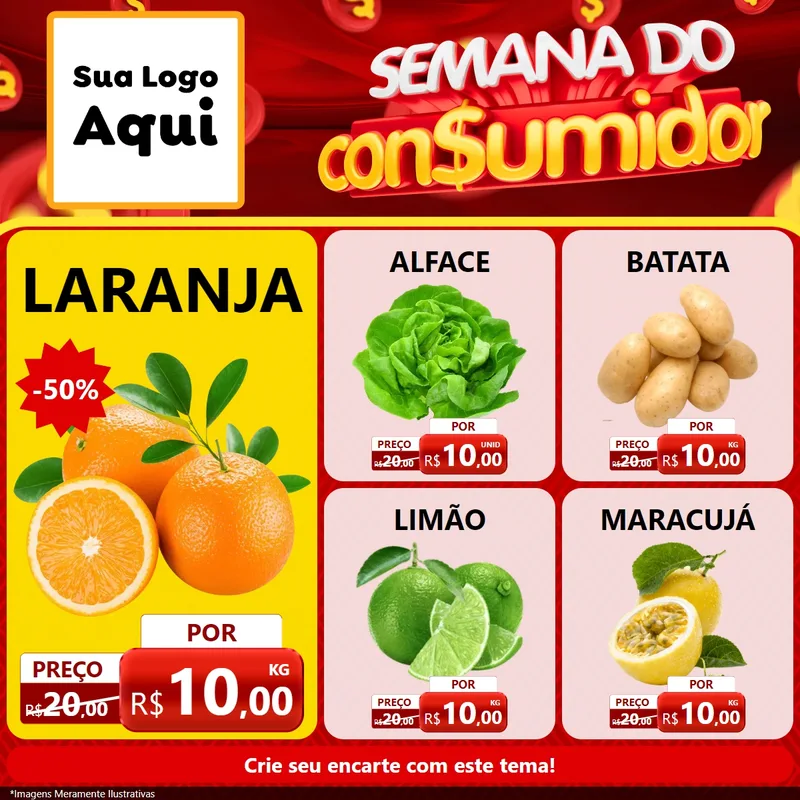 Modelo de Rede Social para Feed Facebook com o tema Semana do Consumidor para Hortifrúti