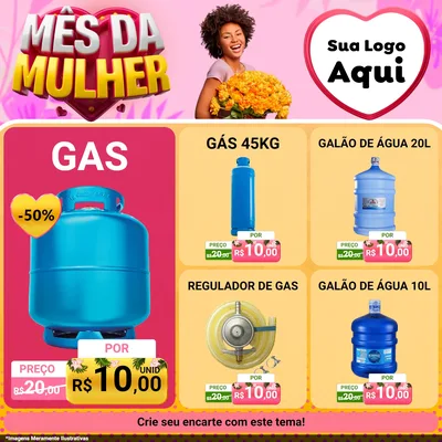 Modelo de Rede Social para Feed Facebook com o tema Mês da Mulher para Água e gás