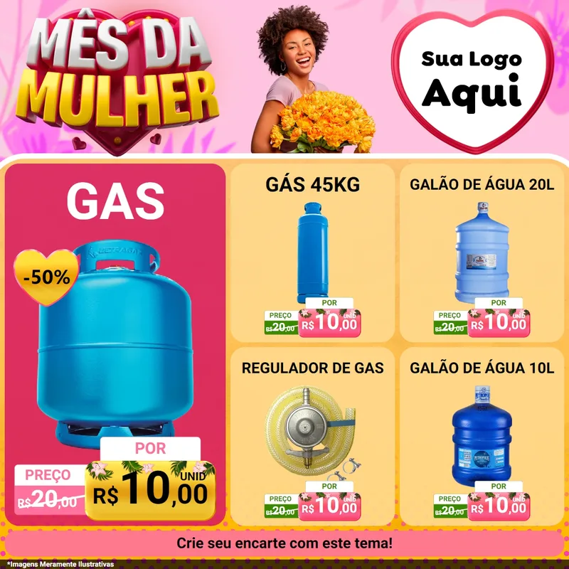 Modelo de Rede Social para Feed Facebook com o tema Mês da Mulher para Água e gás